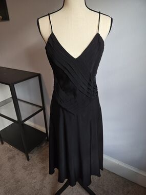 VTG St Gilliam ByKay Unger Black V-Neck Midi Dress LBD Witchy Whimsigoth